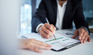 People go over paperwork