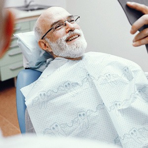 Man smiling in the dental chair