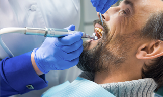 Man receiving dental care