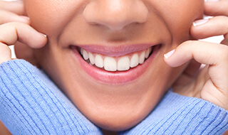 Closeup of bright smile after teeth whitening