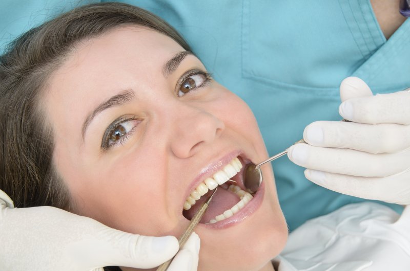 a woman at the dentist