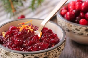 cranberry sauce with holiday dinner   